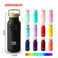 Bouteille d'eau isotherme ZREGGUR personnalisée 500 ml en acier inoxydable, anti-fuite, sans BPA, avec rappel d'hydratation et suivi thermique 12-24h