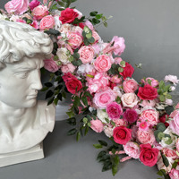 Nouvelle guirlande de fleurs artificielles de haute qualité, rose, rouge et blanche, en tissu de soie, roses, pivoines, verdure, pour mariage, fête des mères, Noël