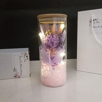 Lampu LED Kaca Mawar, Bunga Sabun Awet Abadi, Hadiah Romantis untuk Hari Valentine & Tahun Baru Imlek