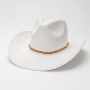 Chapeau de cowboy en feutre blanc de style bohème, à large bord lâche, unisexe, avec sangle en cuir, décontracté, quotidien, quatre saisons, toutes occasions, tendance - Product Image 6