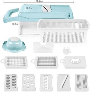 <span class=keywords><strong>Mandoline</strong></span> manuelle multifonction 16-en-1 bleue et blanche pour couper les fruits et légumes, hacher les oignons et trancher les légumes - Product Image 2