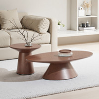 Table basse moderne et écologique, durable, avec plateau en MDF et cadre en placage de noyer clair, pour salon et usage hôtelier