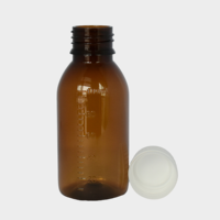 Bouteille en plastique PET de 100 ml de couleur fauve avec bouchon à vis |   Bouteille en PET de haute qualité pour médicaments liquides oraux, sirop contre la toux liquide