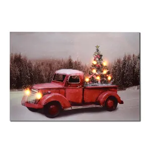 Bes Moderne Kunst Schilderijen Led Foto Olie Kerst Led Levendige Digital Printing Light Up Wall Art