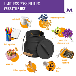 Bote de cubo de almacenamiento multifuncional con tapa y asa de transporte 500 ml-Contenedor de jarra decorativo de chapa de acero vintage - Product Image 5