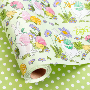 Colored flower <b>pattern</b> Easter gift wrapping <b>paper</b> Cartoon rabbit green polka dot gift wrapping <b>paper</b> Customizable - Product Image 1