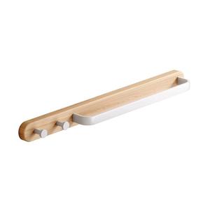 Toallero de estilo crema, sin perforaciones, para baño, de madera maciza, con barra colgante individual para almacenamiento de toallas. - Product Image 5