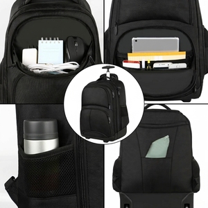 The Best Rolling Carry on Laptop Travel Carrier Water Resistant Business <strong>Backpack</strong> <strong>Wheels</strong> Black Quality Laptop <strong>Backpack</strong> - Product Image 6