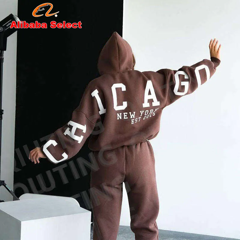 YHH-081 Custom Logo Hoodies And Sweat Pants Jogger Set Woman Women Tracksuit 2 Two Piece Set Sweatpants And Hoodie Set