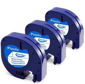Rubans d'étiquetage en plastique compatibles <span class=keywords><strong>DYMO</strong></span> <span class=keywords><strong>LetraTag</strong></span> 91331, noir sur blanc, ruban d'étiquetage LT, 1/2 pouce x 13 pieds pour imprimantes <span class=keywords><strong>100H</strong></span> - Product Image 1