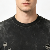 T-shirt en coton premium personnalisé pour la vente en gros, style streetwear, effet vintage, fournisseur de premier plan, impression DTG Kornit, style Singer Grunge