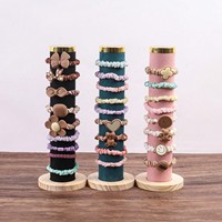 Présentoir de Comptoir Vertical de Luxe en Velours pour Bijoux, Accessoires, Cordes à Cheveux, Chouchous, Bracelets Cylindriques et Bagues