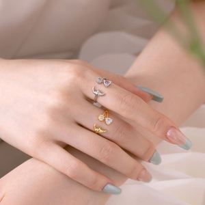 Dylam Trendy Design Fashion Crescent Moon Star Dainty Women 925 Sterling Silver Rhodium 18K Gold Plated Open <b>Adjustable</b> <b>Rings</b> - Product Image 4