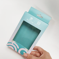 Boîte en carton personnalisée bleu-vert avec fond à fermeture à pression et fenêtre transparente pour la présentation des produits, idéale pour l'emballage de vente au détail robuste
