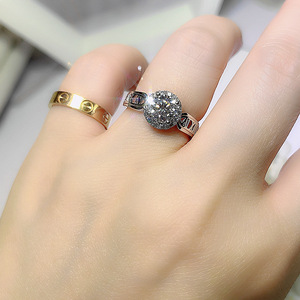 Anello con Diamante F797, Taglio Brillante Rotondo, Diamante Naturale, Gioiello Classico da Donna per Fidanzamento - Product Image 4