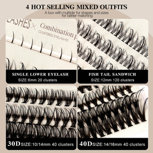 En gros, Kit <span class=keywords><strong>de</strong></span> cils en grappe D Curl naturels, pour pose individuelle et extensions <span class=keywords><strong>de</strong></span> cils DIY - Product Image 2