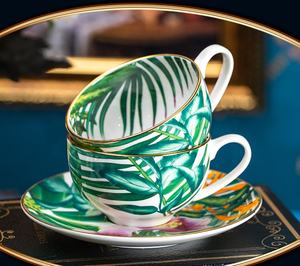 Ensemble de café en porcelaine fine de luxe, 15 pièces, série Forêt tropicale, avec boîte cadeau - Product Image 6