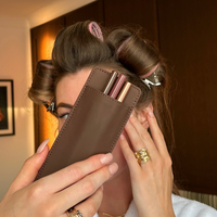 Étui élégant en cuir PU pour crayon à lèvres, simple et portable, avec miroir, support pour rouge à lèvres