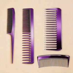 Juego de peines de carbono plateados electrochapados con logotipo personalizado, peines de cola de rata, peines de púas anchas para <span class=keywords><strong>peluquería</strong></span> - Product Image 2