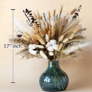 <span class=keywords><strong>Bouquet</strong></span> de fleurs <span class=keywords><strong>séchées</strong></span> naturelles pour décoration rustique bohème d'automne pour la maison : Blé, Lavande, Eucalyptus, Queues de lapin, Tiges de coton, Herbe de la pampa - Product Image 2