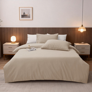 Parure <span class=keywords><strong>de</strong></span> lit style INS en <span class=keywords><strong>lin</strong></span>, <span class=keywords><strong>housse</strong></span> <span class=keywords><strong>de</strong></span> <span class=keywords><strong>couette</strong></span> quatre pièces, ensemble <span class=keywords><strong>de</strong></span> draps imprimés, couleur unie, en coton <span class=keywords><strong>lavé</strong></span> pour lit - Product Image 2