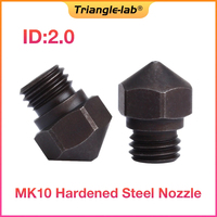 Trianglelab Nozzle baja keras MK10, ID:2.0 mikro Swiss Hotend M7 benang Wanhao FlashForge Qidi Tech Dremel pencetak 3D