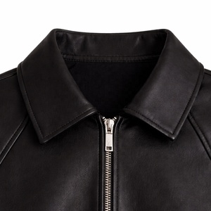 <span class=keywords><strong>Veste</strong></span> d'hiver <span class=keywords><strong>en</strong></span> cuir véritable pour femme - Classique noire, coupe classique, style motard, ajustée, streetwear, décontractée, fermeture éclair sur le devant - Product Image 5