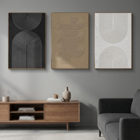 Ensemble de tableaux muraux en toile faits à la main de style Wabi Sabi moderne pour la décoration de salon
