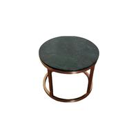 Table basse en acier inoxydable rose gold avec plateau en marbre noir rond