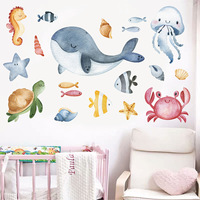 Pegatinas de pared de organismos del mundo marino, papel tapiz extraíble a prueba de agua para sala de estar, habitación de niños, fondo del hogar, decoración de pared mural
