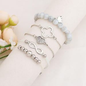 Fashion Jewelry <b>Sets</b> <b>Bracelets</b> For Women Heart Zircon Silver Alloy Gift 2025 - Product Image 1