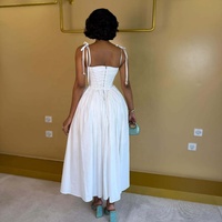 OUDINA Robes longues en coton à taille haute, couleur bonbon, sans manches, style licou, avec corsage lacé, grandes tailles, populaires pour la vente en gros pour femmes
