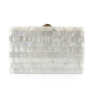 Custom Wholesale Fashion White Striped Hard case <strong>Wedding</strong> Acrylic Box Evening <strong>Clutch</strong> <strong>Bag</strong> - Product Image 1
