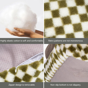 洗える、耐久性のある、モダンで豪華な、ファッショナブルな長方形のペット用ソファベッド、快適で柔らかい格子柄の布製ソファ、猫や犬用、カートン入り - Product Image 6