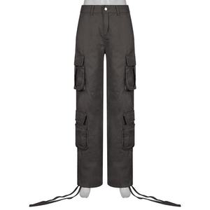 Nouveau pantalon cargo décontracté pour femme, taille basse, style streetwear hip-hop, en toile respirante, vintage, multi-poches, avec coutures - Product Image 6