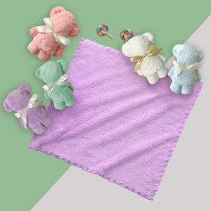 Serviette carrée avec dentelle, lot <span class=keywords><strong>de</strong></span> 5 pièces, nettoyeur <span class=keywords><strong>de</strong></span> cuisine, <span class=keywords><strong>ours</strong></span> en molleton <span class=keywords><strong>de</strong></span> corail, coffret cadeau, serviette en microfibre, vente en gros - Product Image 2