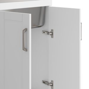 DB Kyle Armoire de buanderie blanche de 24 pouces avec robinet et évier en acier inoxydable - Product Image 4