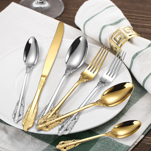 Hotel Luxus Löffel Gabel Gold Silber Farbe Besteck Kochlöffel Besteck Hochzeit Edelstahl Geschirr Gold Löffel Set - Product Image 5