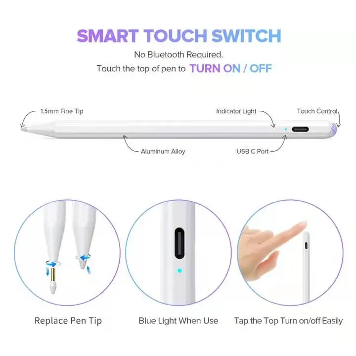 Palm Rejection Active Stylus Pen For Touch Screen Apple IPad Pencil