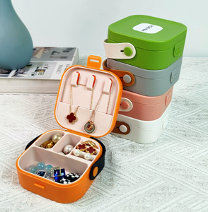 Fashion Mini Portable Square Jewelry Storage <b>Box</b> Buckle Closure Waterproof High Capacity Plastic Organizer <b>Mirror</b> - Product Image 3