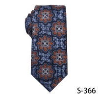 Cravate décontractée pour jeunes en microfibre anti-boulochage, bleu foncé, brodée de fleurs et rayée, idéale pour mariage et cadeau