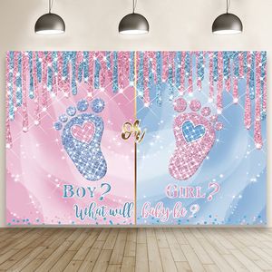Aangepaste Grootte Baby Shower Thema Fotografie Achtergrond Doek Achtergrond Banner Voor Het Onthullen Van Geslacht Van Jongens Of Meisjes - Product Image 4