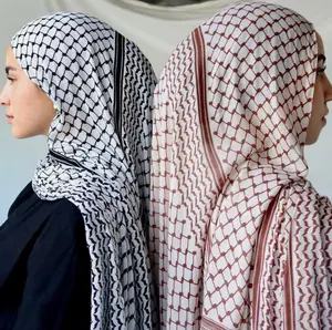 Capote stampate Kuffiyeh Hijab traspirante leggero tessuto modale sciarpa palestina kefiah sciarpa per donne musulmane