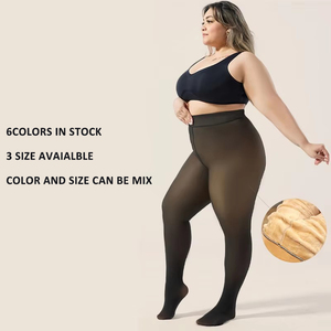 Collants Polaires Femme Effet Translucide <span class=keywords><strong>Faux</strong></span> Épais Chaud Grande Taille Thermiques - Product Image 3