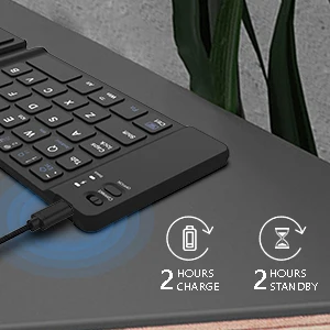Mini Blue tooth Keyboard Mini Wireless Foldable Keyboard USB Rechargeable Keyboard Portable Size Compatible Windows Android ios
