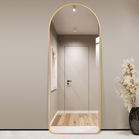 Espejo de Baño al por Mayor, Marco Delgado Negro, Forma Arqueada, Rectangular Alto, para Sala de Estar u Hotel
