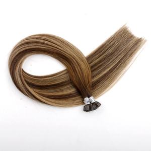 Venta al por mayor de 22 pulgadas doble dibujado ruso virgen cutícula alineada Remy extensiones de cabello humano con enlaces de queratina punta plana K - Product Image 4