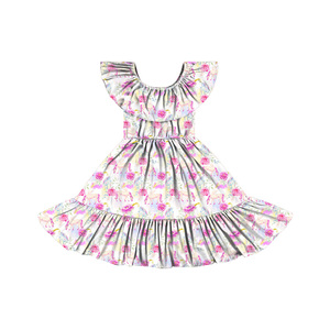 Robe décontractée pour enfants BQ-486-WXL, robe de fête, robe à bretelles, robe à volants aux épaules, robe florale pour bébé fille - Product Image 4