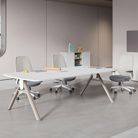 Table de conférence moderne en mélamine de qualité E0 avec pieds en acier en forme de A, bureau de réunion pour salle de conférence