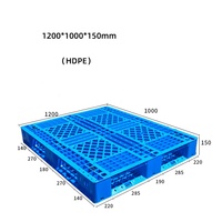 Palette en plastique industrielle de transport logistique à double face antidérapante en HDPE bleu à haute résistance, 1200x1000mm